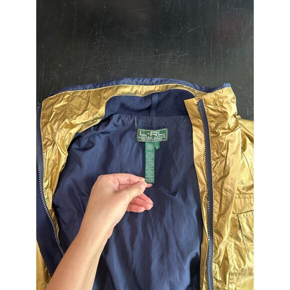 Lauren Ralph Lauren- Active- Gold Metallic Navy Blue- with detachable hood Small - Picture 6 of 9